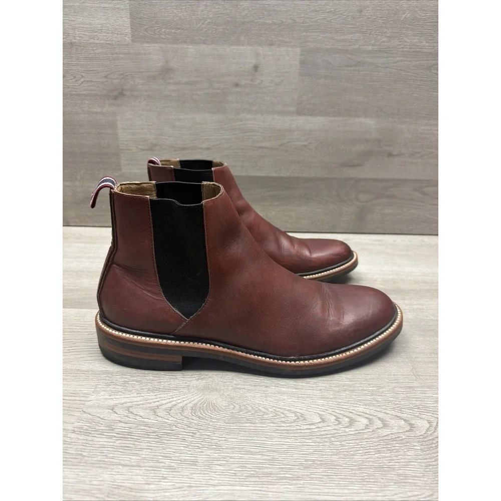 J Crew Chelsea Boot Oar Stripe Italian Leather J9018 Size‎ 7.5 Mens Very Nice
